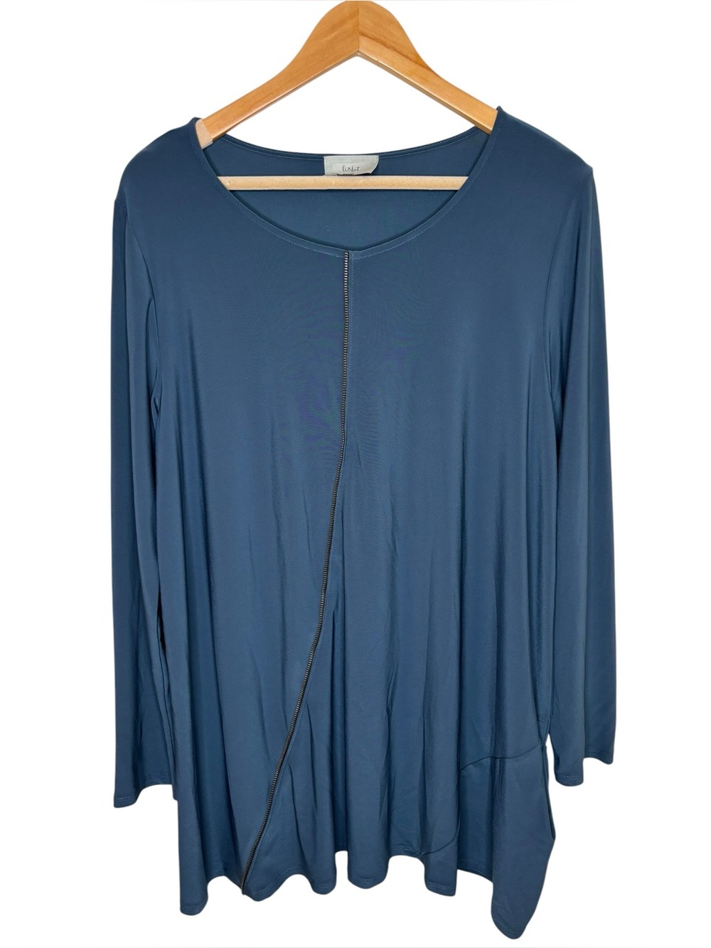 Chalet et Ceci tunic top asymmetrical teal zipper detail size medium